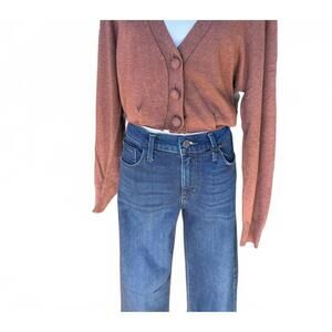 NEW KLD. SIGNATURE women's pintucked cropped cardigan in brown